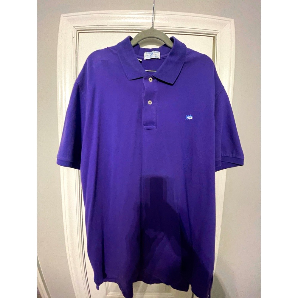 Southern Tide Skipjack Polo Men's XL Regular Purple Solid Short Sleeve Logo